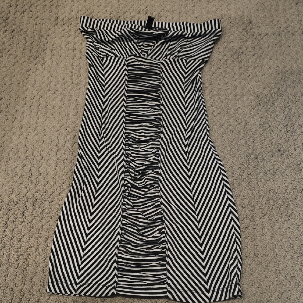 Elegant Black and White Striped Dress